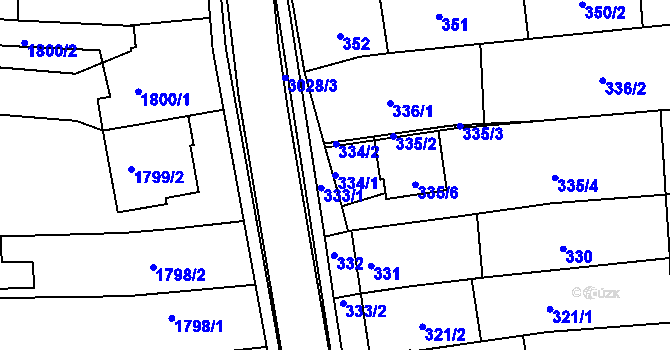 Parcela st. 334/1 v KÚ Nivnice, Katastrální mapa