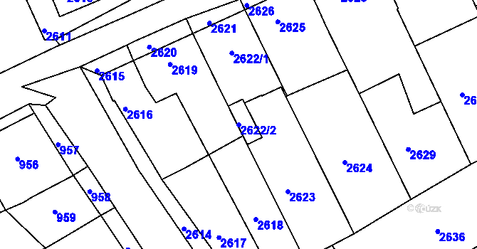 Parcela st. 2622/2 v KÚ Nivnice, Katastrální mapa