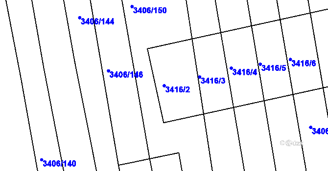 Parcela st. 3416/2 v KÚ Nivnice, Katastrální mapa
