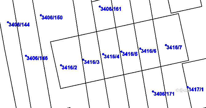 Parcela st. 3416/4 v KÚ Nivnice, Katastrální mapa