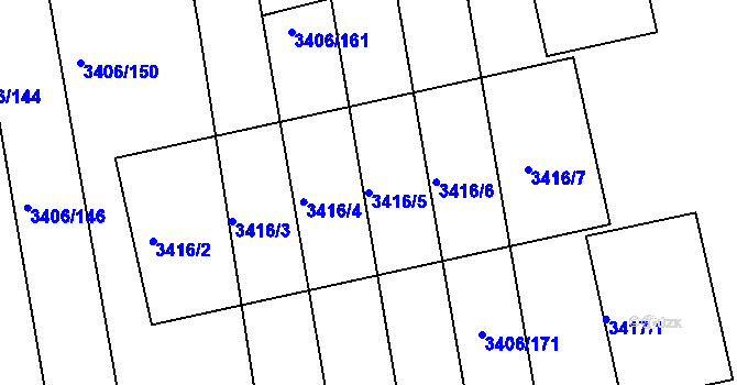 Parcela st. 3416/5 v KÚ Nivnice, Katastrální mapa