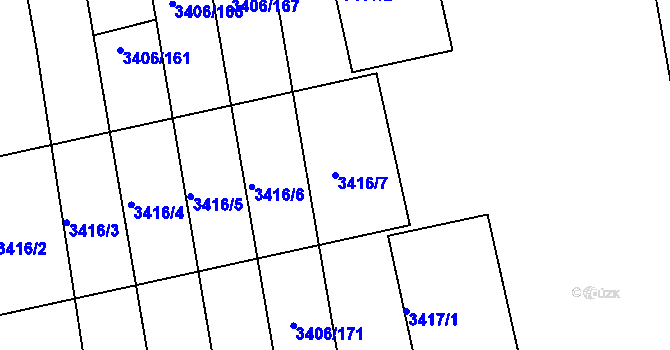 Parcela st. 3416/7 v KÚ Nivnice, Katastrální mapa