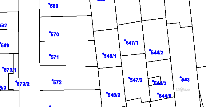 Parcela st. 548/1 v KÚ Nivnice, Katastrální mapa