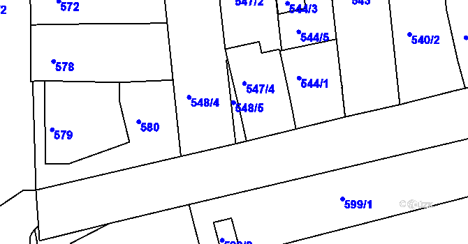 Parcela st. 547/5 v KÚ Nivnice, Katastrální mapa