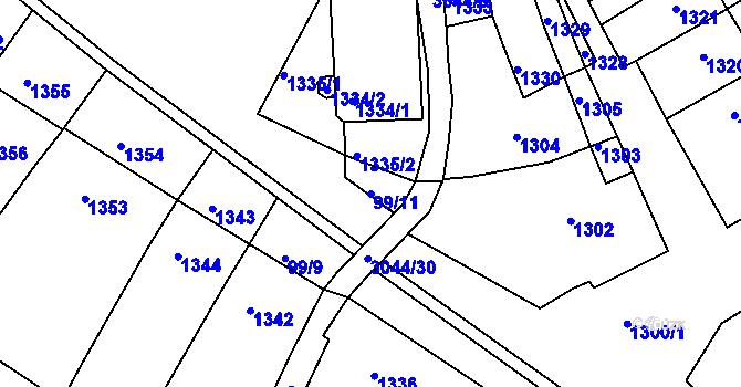 Parcela st. 99/11 v KÚ Nivnice, Katastrální mapa