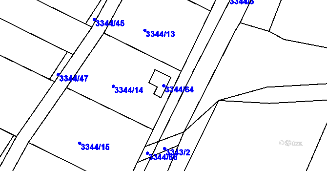Parcela st. 3344/64 v KÚ Nivnice, Katastrální mapa