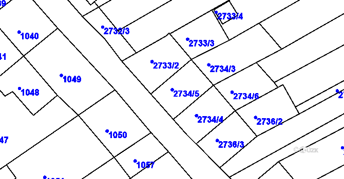 Parcela st. 2734/5 v KÚ Nivnice, Katastrální mapa
