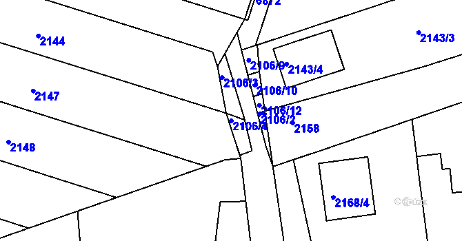Parcela st. 2106/4 v KÚ Nivnice, Katastrální mapa
