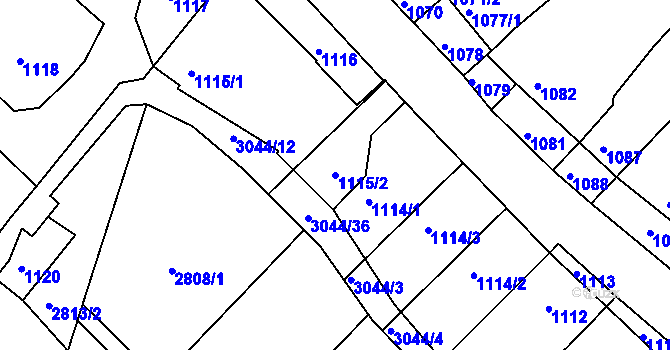 Parcela st. 1115/2 v KÚ Nivnice, Katastrální mapa