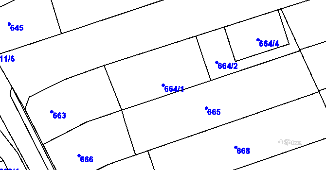 Parcela st. 664/1 v KÚ Nivnice, Katastrální mapa