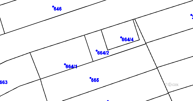 Parcela st. 664/2 v KÚ Nivnice, Katastrální mapa