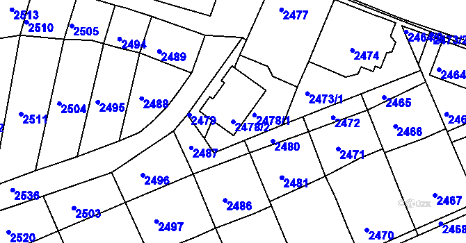 Parcela st. 2478/2 v KÚ Nivnice, Katastrální mapa