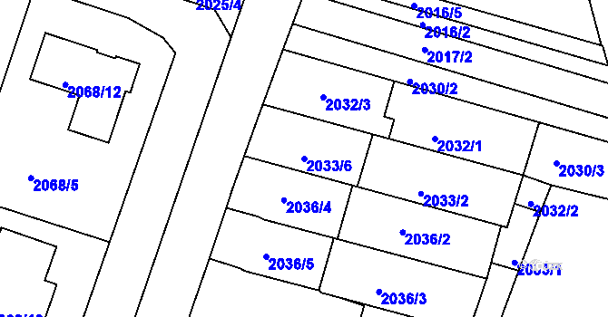 Parcela st. 2033/6 v KÚ Nivnice, Katastrální mapa