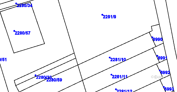 Parcela st. 2281/27 v KÚ Nivnice, Katastrální mapa