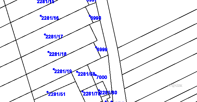 Parcela st. 2281/69 v KÚ Nivnice, Katastrální mapa