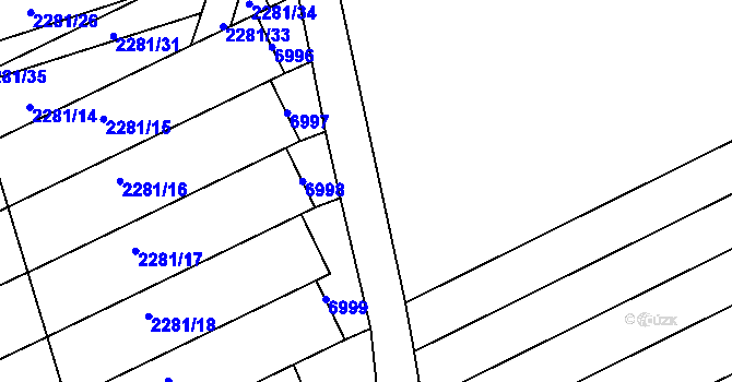 Parcela st. 2281/119 v KÚ Nivnice, Katastrální mapa
