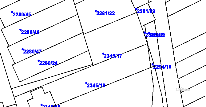 Parcela st. 2345/17 v KÚ Nivnice, Katastrální mapa