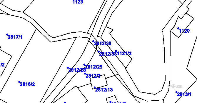 Parcela st. 2812/33 v KÚ Nivnice, Katastrální mapa