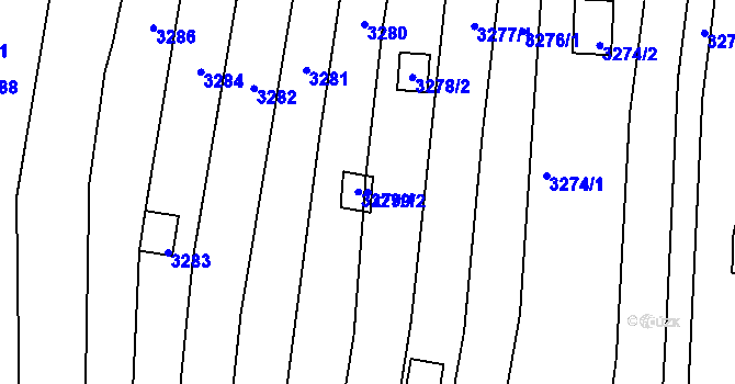 Parcela st. 3279/2 v KÚ Nivnice, Katastrální mapa