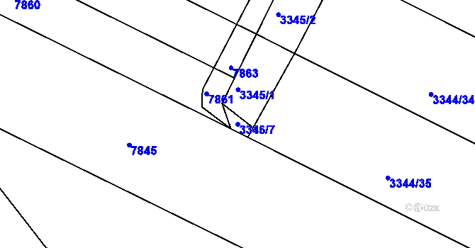 Parcela st. 3346/7 v KÚ Nivnice, Katastrální mapa