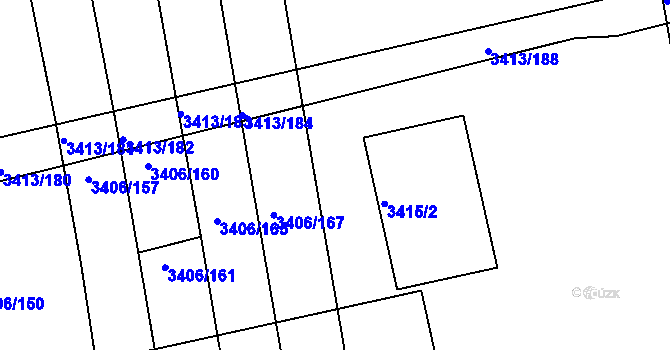 Parcela st. 3406/169 v KÚ Nivnice, Katastrální mapa