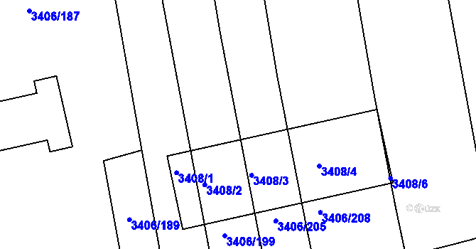 Parcela st. 3406/202 v KÚ Nivnice, Katastrální mapa