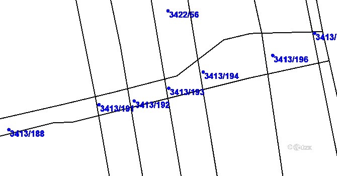 Parcela st. 3413/193 v KÚ Nivnice, Katastrální mapa