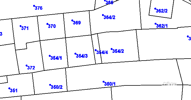 Parcela st. 354/4 v KÚ Nivnice, Katastrální mapa