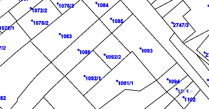 Parcela st. 1092/2 v KÚ Nivnice, Katastrální mapa