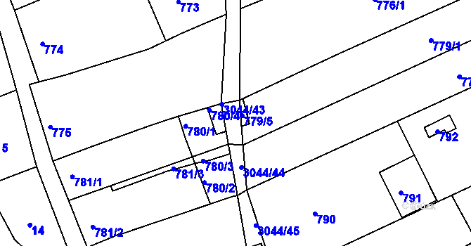 Parcela st. 3044/43 v KÚ Nivnice, Katastrální mapa