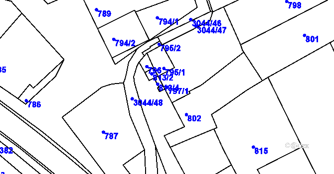 Parcela st. 797/1 v KÚ Nivnice, Katastrální mapa