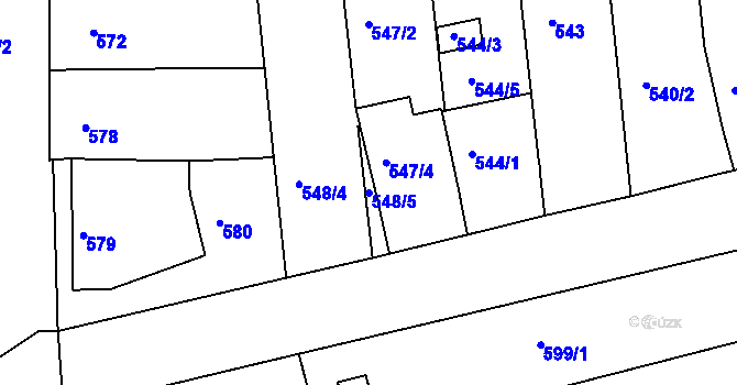 Parcela st. 548/5 v KÚ Nivnice, Katastrální mapa