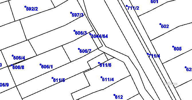 Parcela st. 606/5 v KÚ Nivnice, Katastrální mapa