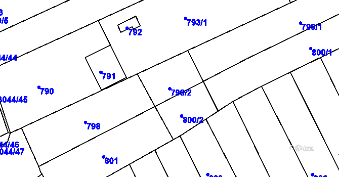 Parcela st. 799/2 v KÚ Nivnice, Katastrální mapa