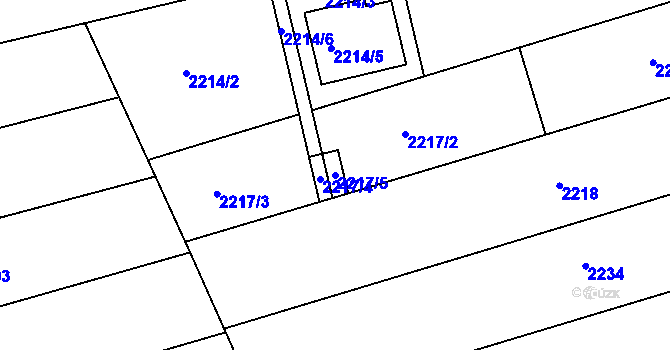 Parcela st. 2217/5 v KÚ Nivnice, Katastrální mapa