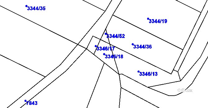 Parcela st. 3346/18 v KÚ Nivnice, Katastrální mapa