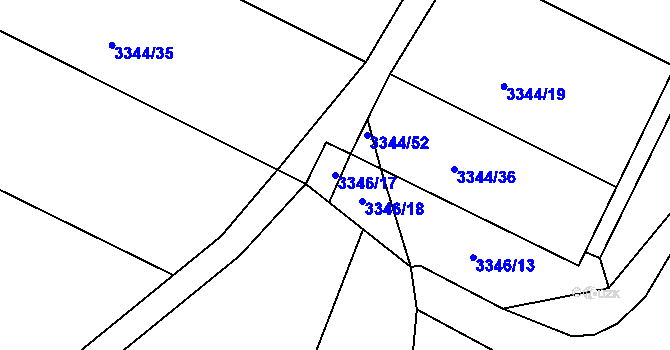 Parcela st. 3346/17 v KÚ Nivnice, Katastrální mapa