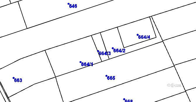 Parcela st. 664/3 v KÚ Nivnice, Katastrální mapa