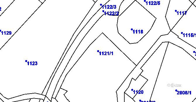 Parcela st. 1121/1 v KÚ Nivnice, Katastrální mapa