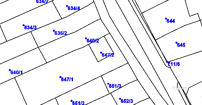 Parcela st. 647/2 v KÚ Nivnice, Katastrální mapa
