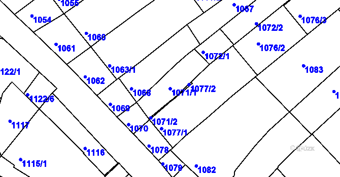 Parcela st. 1071/1 v KÚ Nivnice, Katastrální mapa