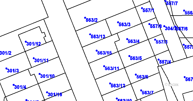 Parcela st. 563/15 v KÚ Nivnice, Katastrální mapa