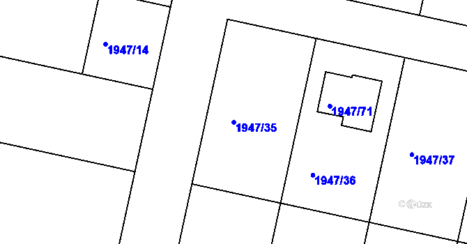 Parcela st. 1947/35 v KÚ Nivnice, Katastrální mapa
