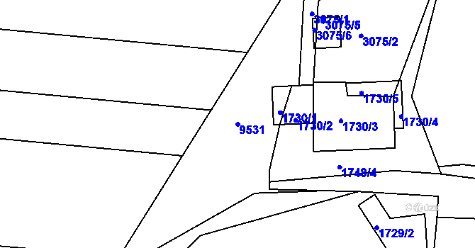 Parcela st. 9531 v KÚ Nivnice, Katastrální mapa