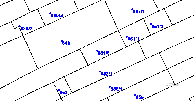 Parcela st. 651/5 v KÚ Nivnice, Katastrální mapa