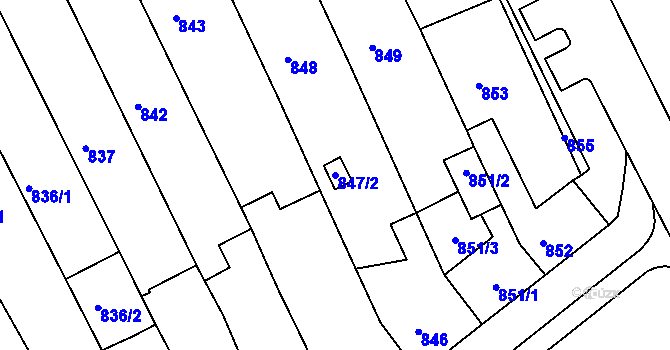 Parcela st. 847/2 v KÚ Nivnice, Katastrální mapa