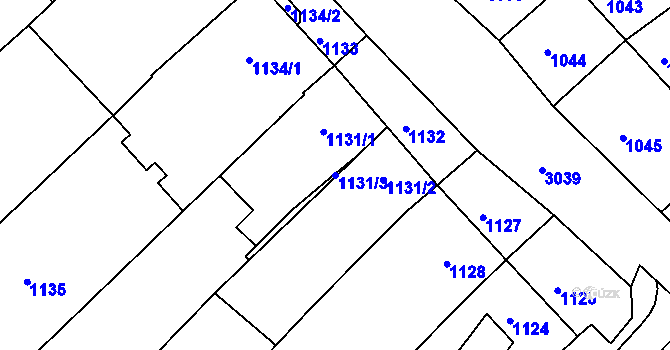 Parcela st. 1131/3 v KÚ Nivnice, Katastrální mapa