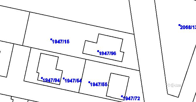 Parcela st. 1947/96 v KÚ Nivnice, Katastrální mapa