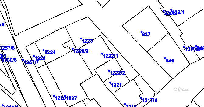 Parcela st. 1222/1 v KÚ Nivnice, Katastrální mapa