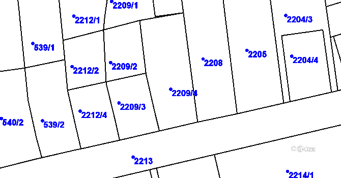 Parcela st. 2209/4 v KÚ Nivnice, Katastrální mapa